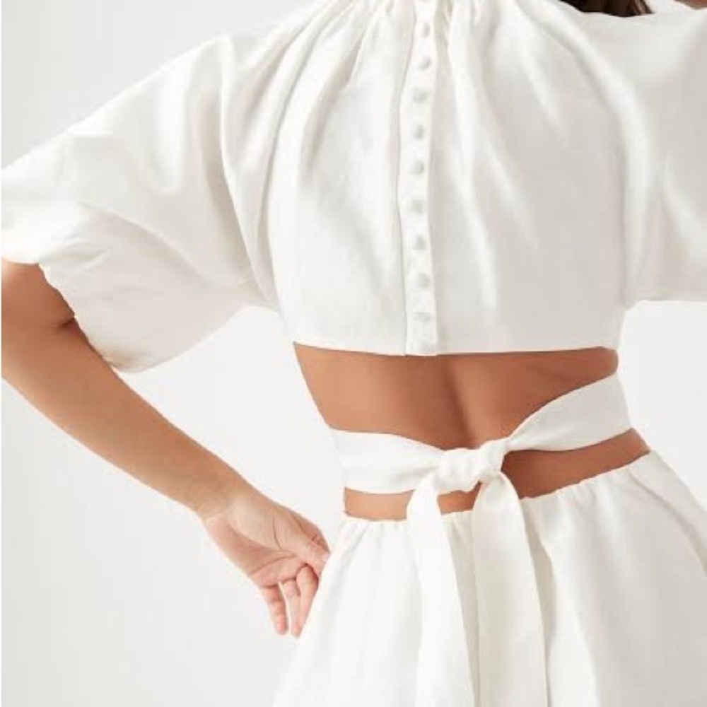 Aje Mimosa Cut Out Midi Dress - ivory - size 8 - Picture 2 of 7